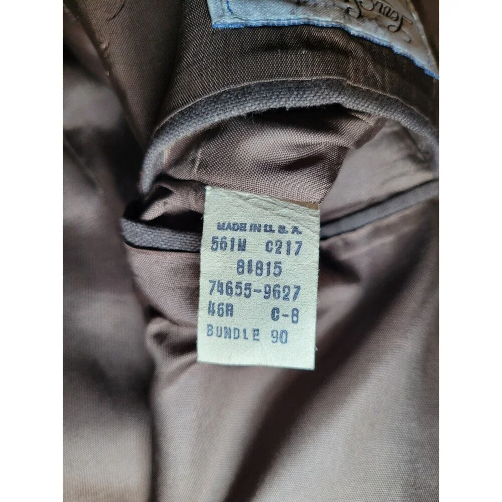 Vintage Levi Strauss Co Business Class Suit 2 Button Brown 46R Mens Blazer Coat‎